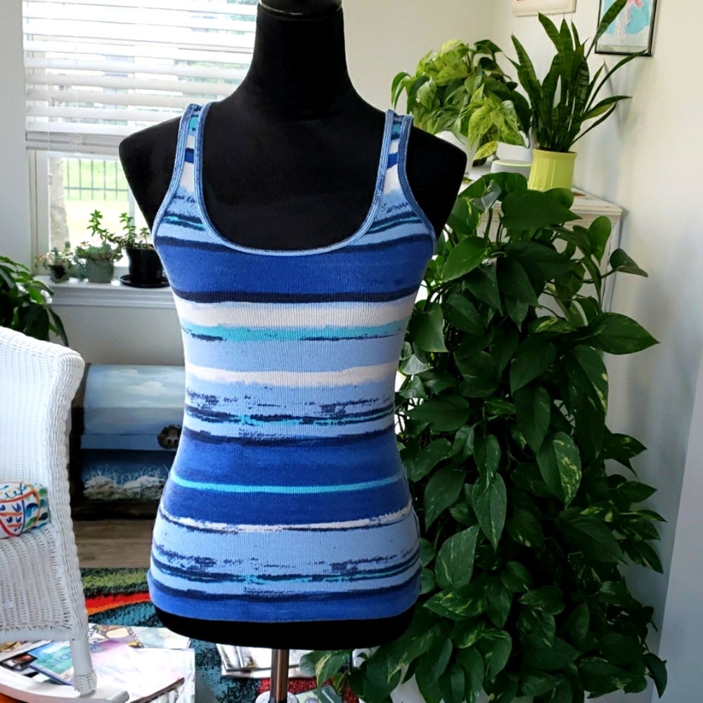 💥Summer Ribbed Tank Top in Blues - Med